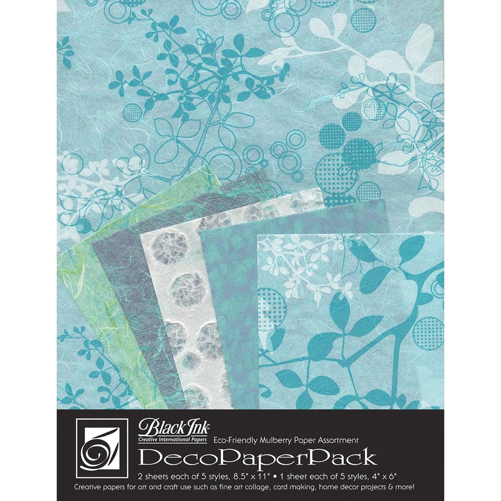 Black Ink Deco Paper Pack-Chinaberry Aqua