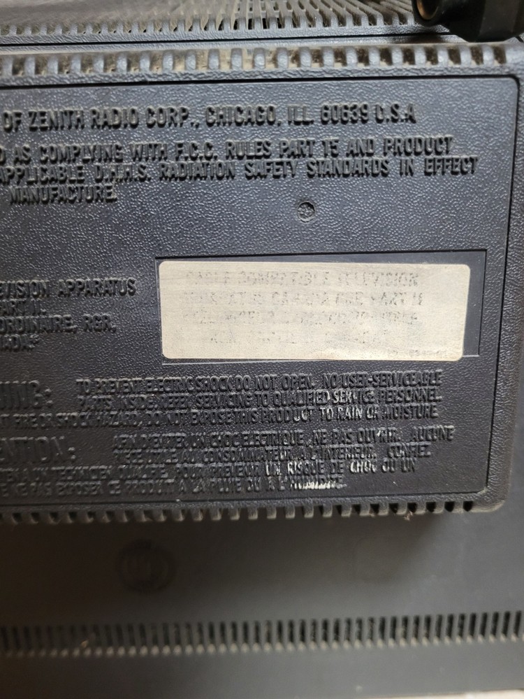 1985 Zenith SA1927W System 3 Space Command 19" CRT TV