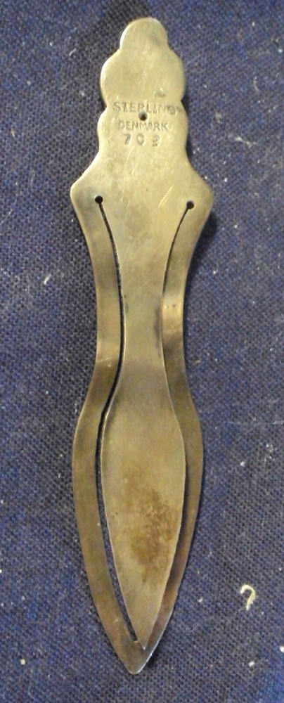 Book Mark Sterling Silver Denmark signed floral