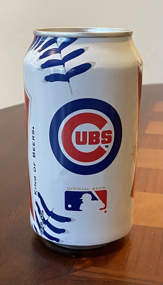 Budweiser Official Cubs Baseball MLB Empty Beer Can Bottom Opened
