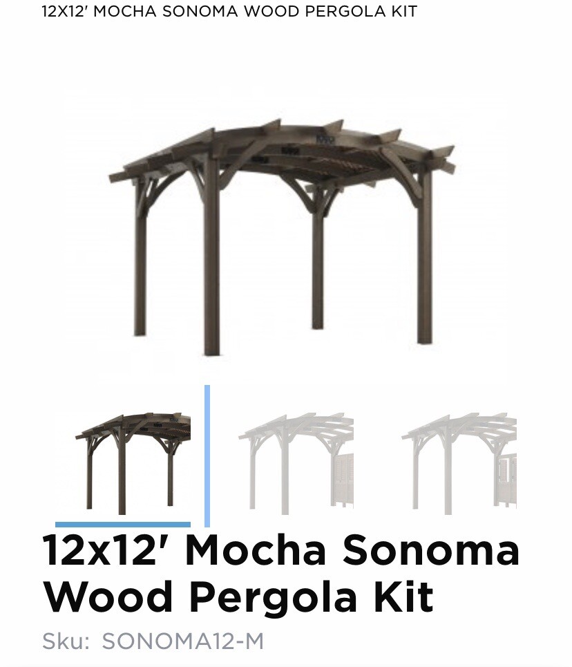 DIY 12’ FT x 12’ FT Pergola - Outside Use - Mocha