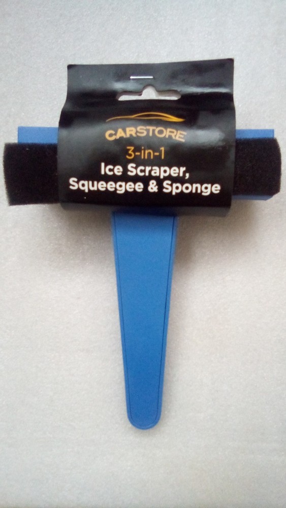 Ice Scraper Squeegee & Sponge 3 In 1 Car Van Window Windscreen Frost Snow Winter