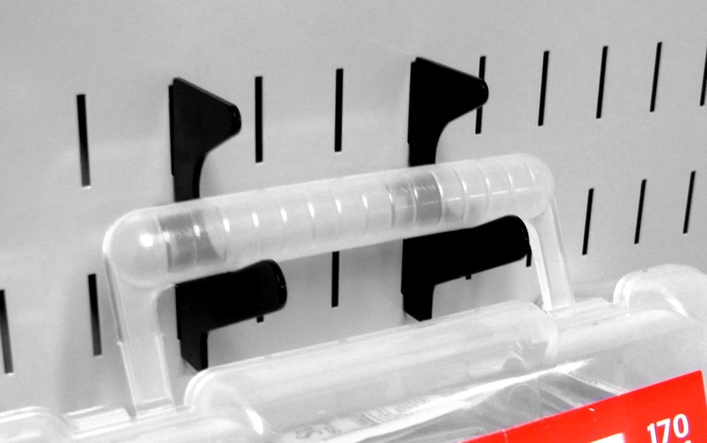 Slanted U-Hook Accessory U Shaped Slotted Metal Pegboard Hook Tool Board Black