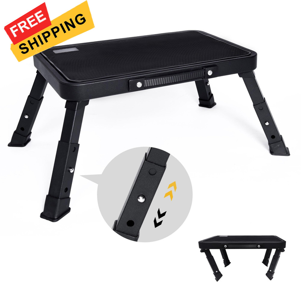 Step Stool, Adjustable Folding Stools for 15" WX 10.4" DX 6.7H, Black