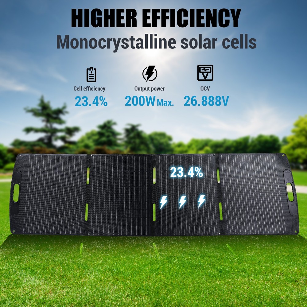 Portable Monocrystalline Solar Panel 200W Foldable ETFE Solar Charger kit