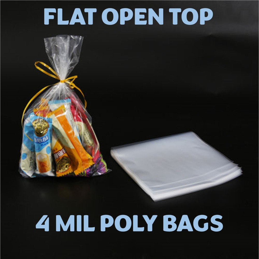 3x3" Clear Poly Bags Lay-Flat Open Top End 4-Mil Case LDPE Plastic Packaging
