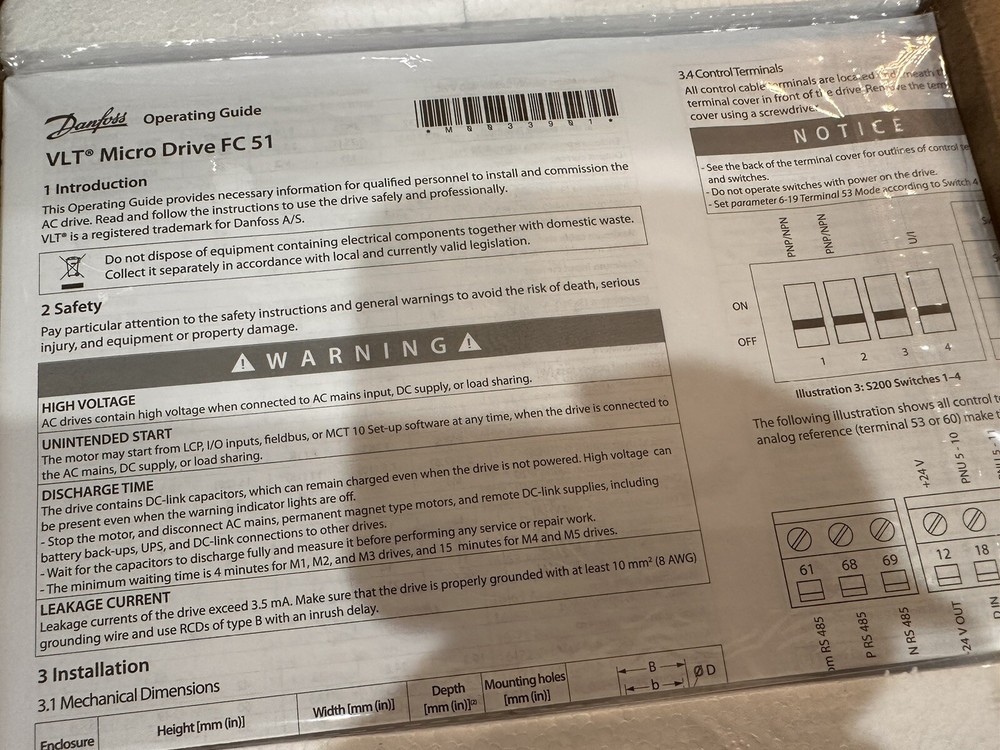NEW Danfoss 132F0003 VLT Micro Drive