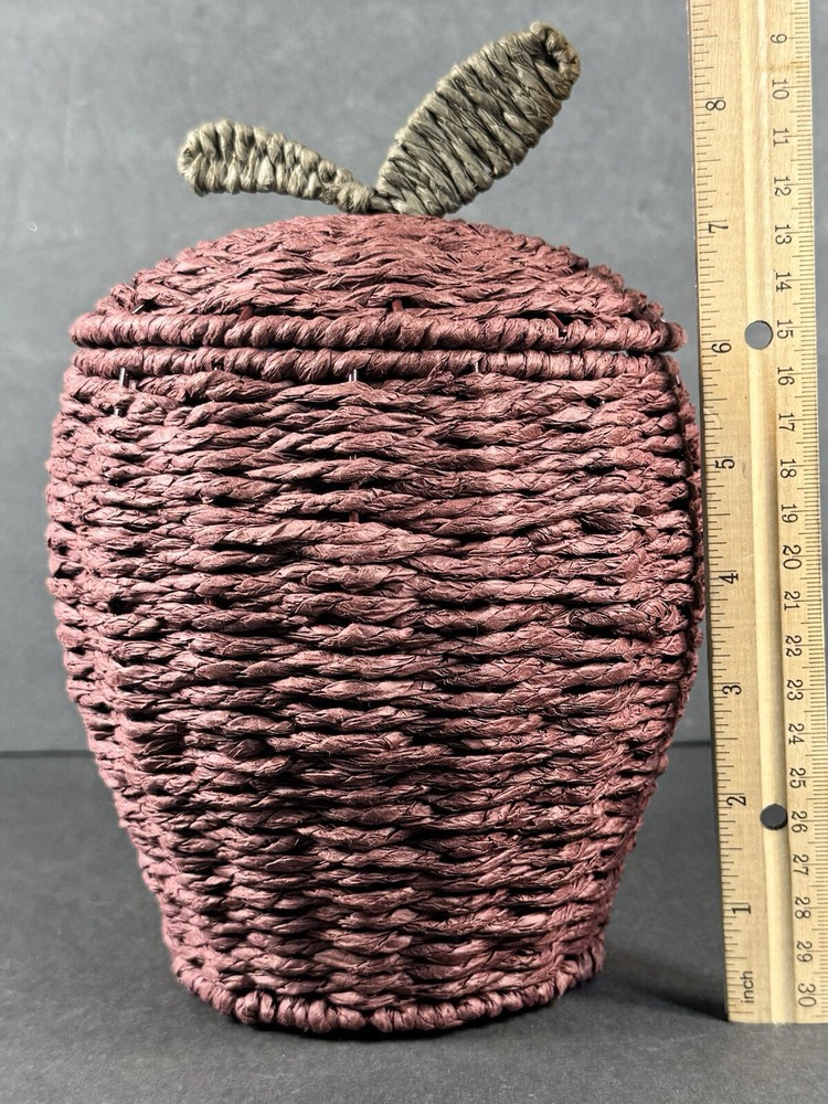 Apple Shaped Wicker Style Decorative Basket