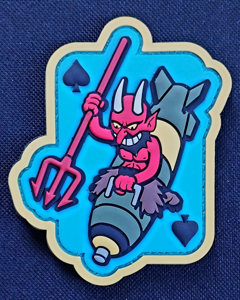 3D PVC Hook Backing Morale Military Patch COLOR DEVIL BOMBER