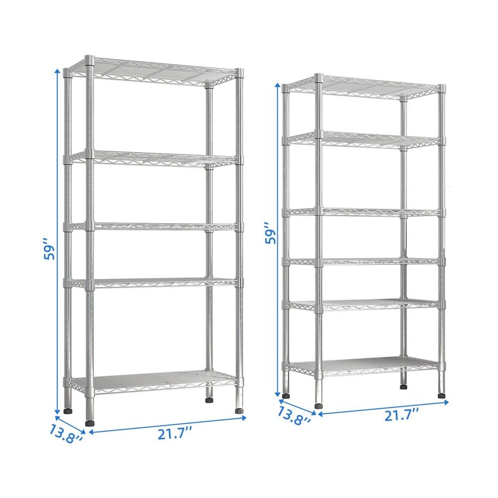 4-Tier Wire Shelving Unit - 3-Column, Heavy Duty, Adjustable, Modular & Silver