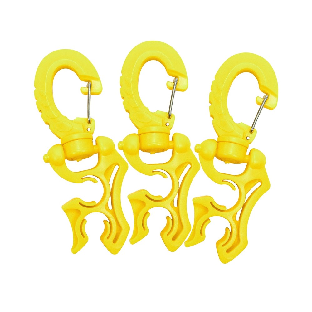 Scuba Choice Double Hose Holder Clip 3-Pack Bundle, Yellow