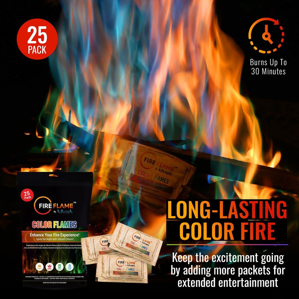 Fireflame Fire Color Changing Packets - Colorful Fire Flames Packets - 25 Pac...