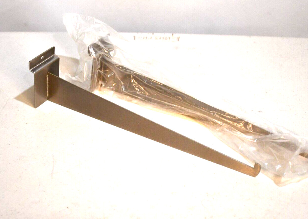 New 12" Slatwall  Shelf Brackets With Lip - Brushed Chrome 2 pcs