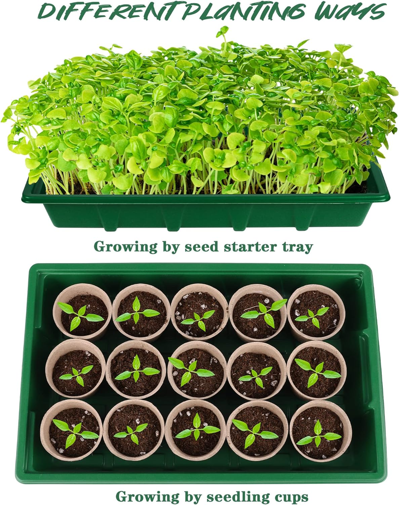 4 Pack Seed Starter Tray Set Plants Growing Trays Peat Pots