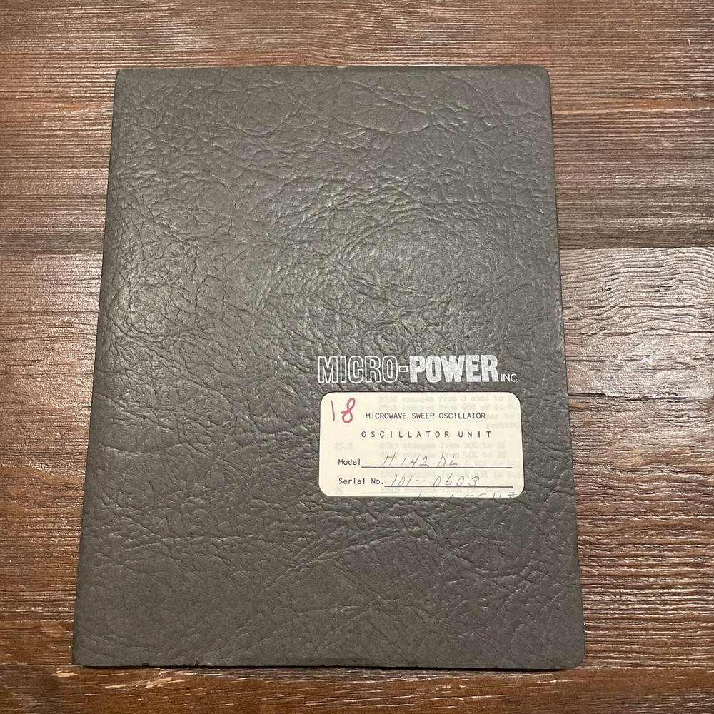 Micro-Power Model H142DL Microwave Sweep Oscillator Instruction Manual