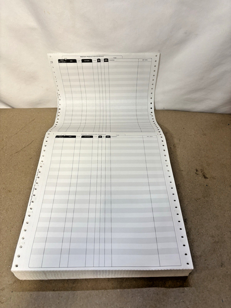 Dot Matrix Continuous Feed "MASTER PRODUCTION SCHEDULE" Paper 200 Sheets