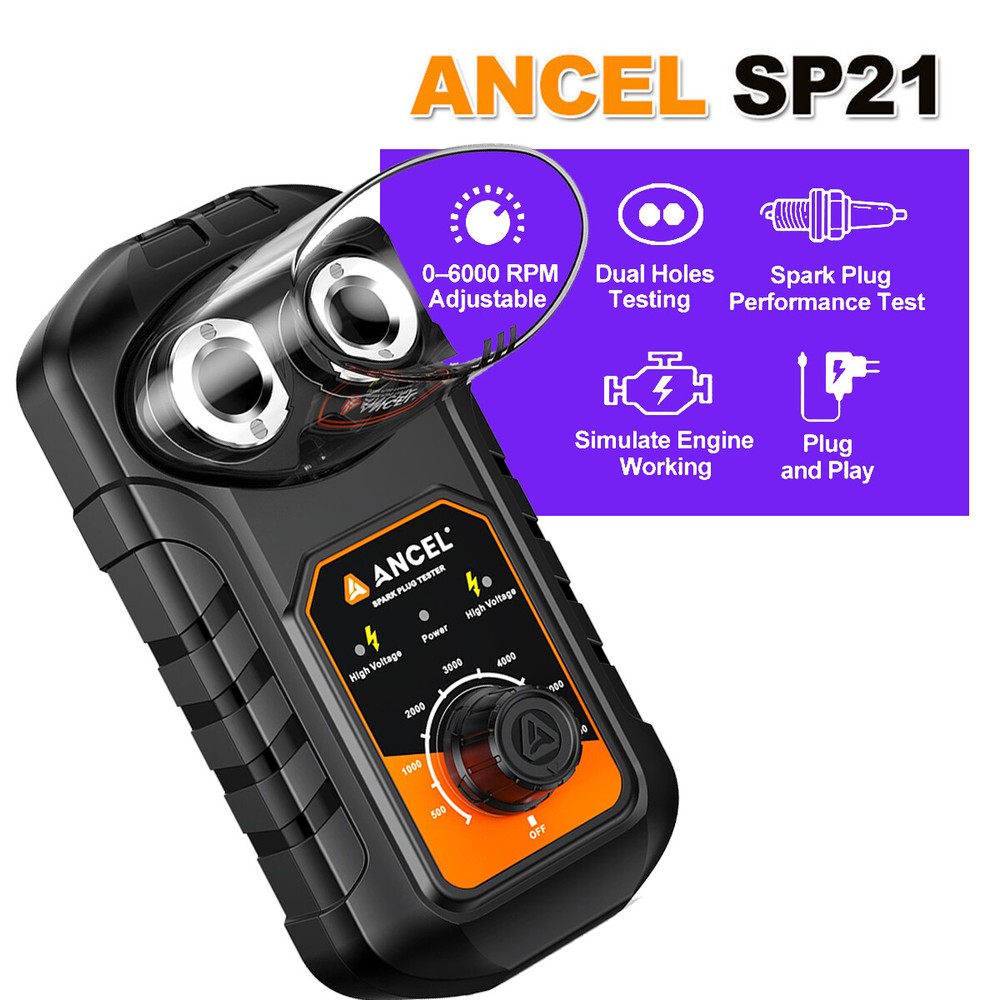 ANCEL SP21 Spark Plug Tester Dual Hole 12V Car Petrol Ignition Analyzer System