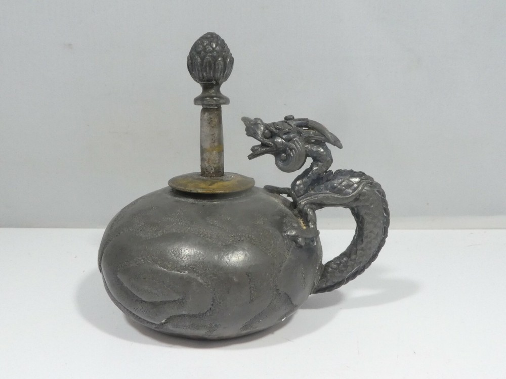 19TH C DERBY SILVER CO. SILVERPLATE DRAGON CIGAR LIGHTER COMPLETE