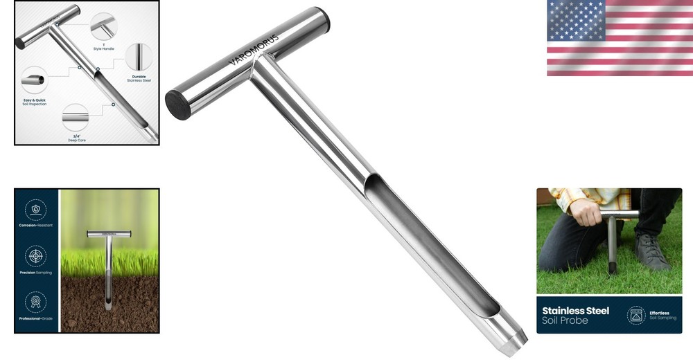 Stainless Steel Soil Sampler Probe - 12" Lightweight T-Handle Tool