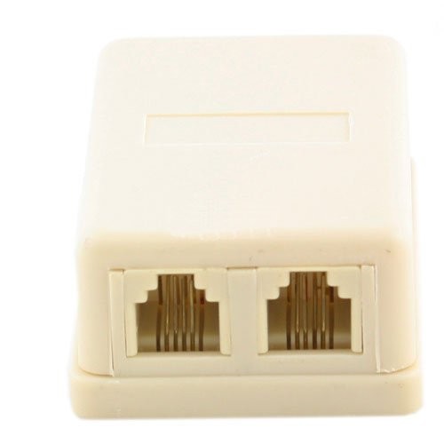 Wideskall® Wall Surface Mount Dual Telephone Jack 4 Conductor Modular Ivory