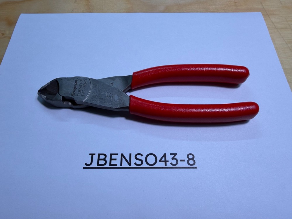 Snap-on Tools USED RED Soft Grip 8" Flush Cutter w/ Hard Wire Feature CC87ACF