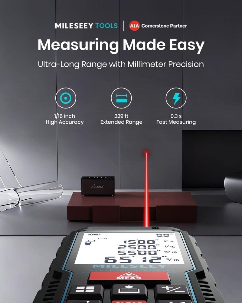 Compact 229ft Laser Measure Device with Angle Sensor & Energy-Saving Features