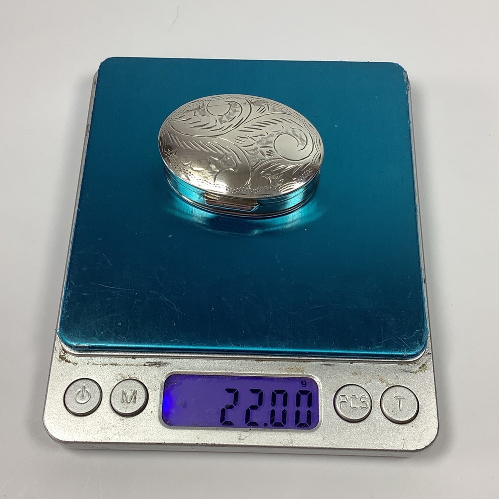 Solid Silver Pill Pot Hinged Lidded Box 22g Hallmarked Sheffield 1996