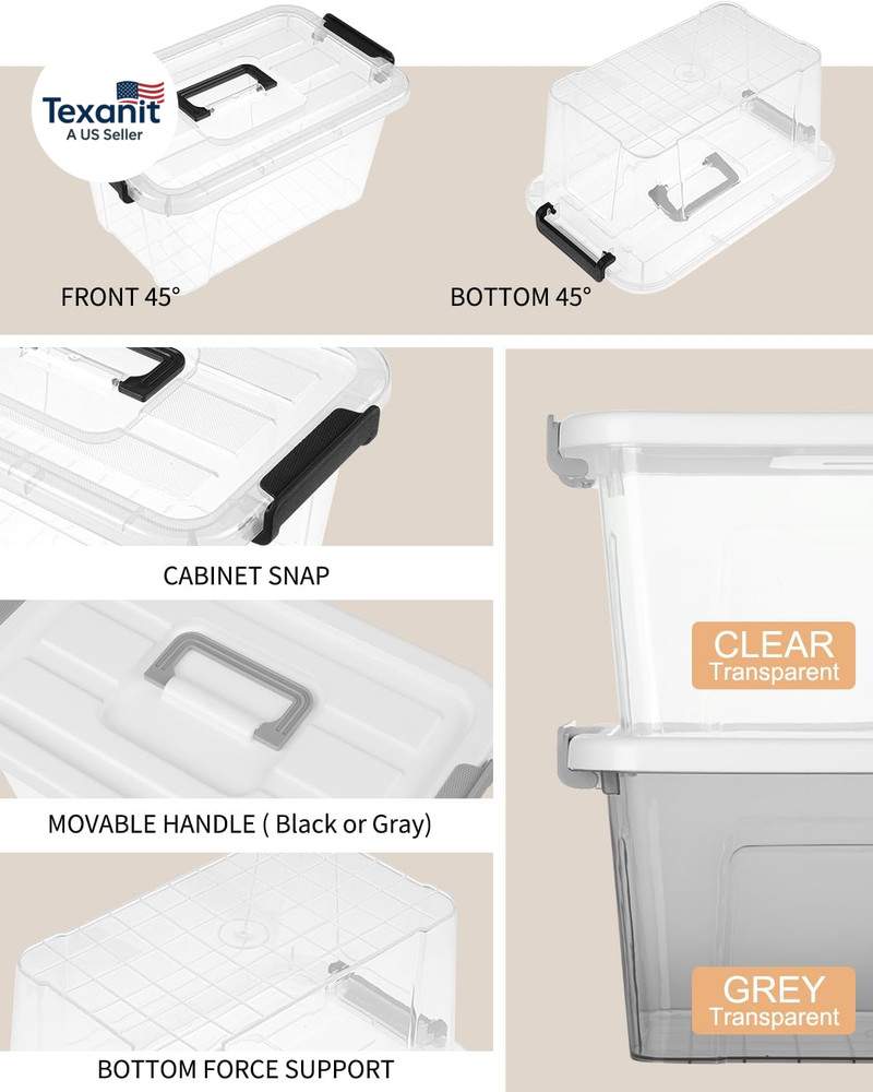 Plastic Storage Bins with Lids 6 Pack Storage Organizer, 7 Quart Stackable Stora