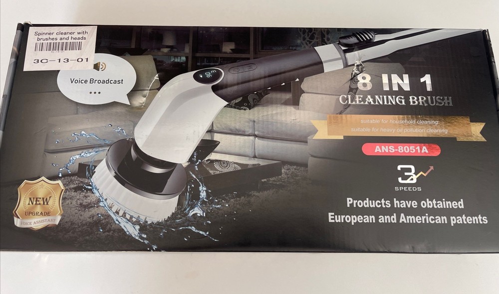 Electric Spin Scrubber Cordless Cleaning 8 Replaceable Brush Heads ANS-8051A
