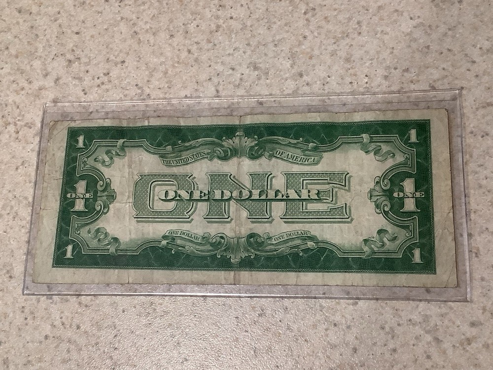 1928-A $1 SILVER CERTIFICATE FUNNY BACK ~ OFF CENTER/Slightly Angle ERROR