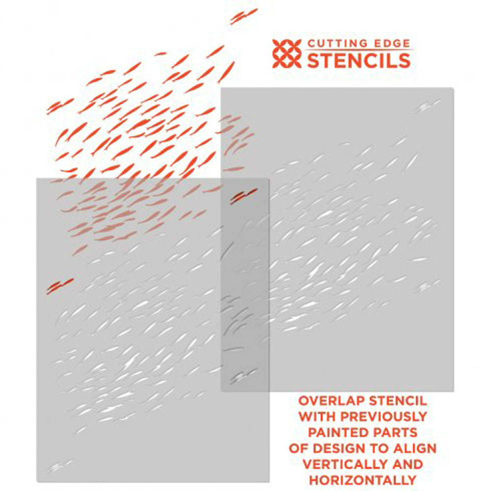 Fish School Allover Stencil Pattern - Sturdy and Reusable Wall Stencil for DIY
