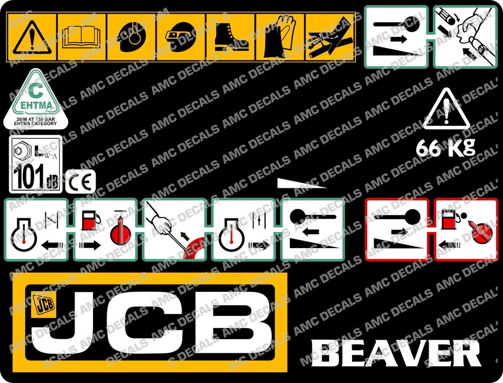 JCB BEAVER HYDRAULIC BREAKER FRONT PANEL DECAL STICKER