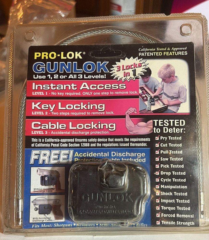 Pro-Lok Gunlock 3 Locks in 1 - Instant Access, Key Locking, or Cable Locking