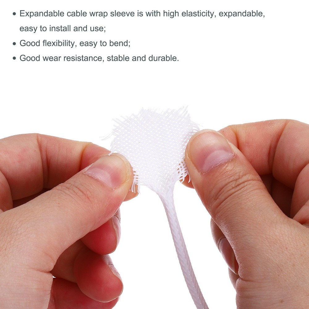 Expandable Sleeving 1/8-inch 100ft Cable Sleeve White