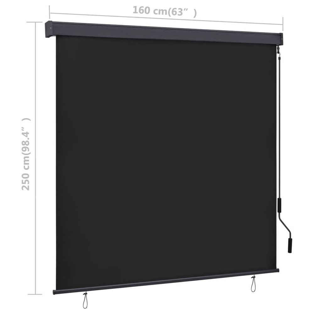 Roller Shade Anthracite Polyester 63.0 x 98.4 in Retractable