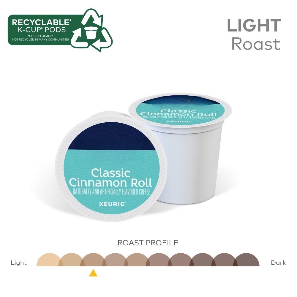 Classic Cinnamon Roll Flavored K-Cup Coffee Pods, Light Roast