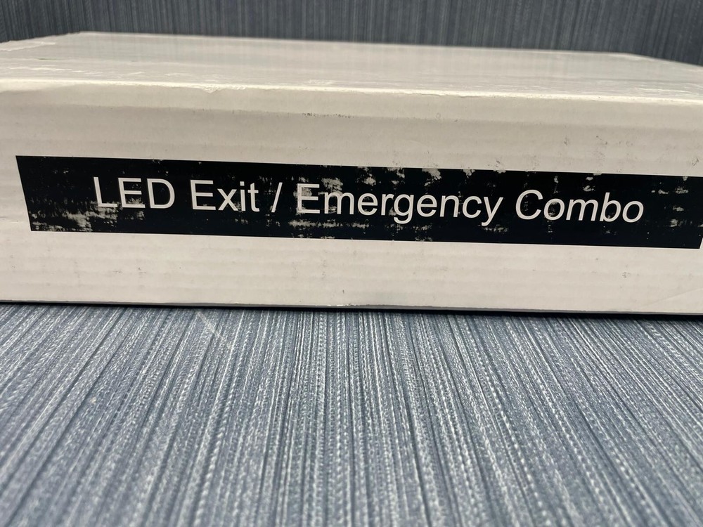 LED Exit Sign / Emergency Lighting Combo Red Letters Black Housing High Lumen