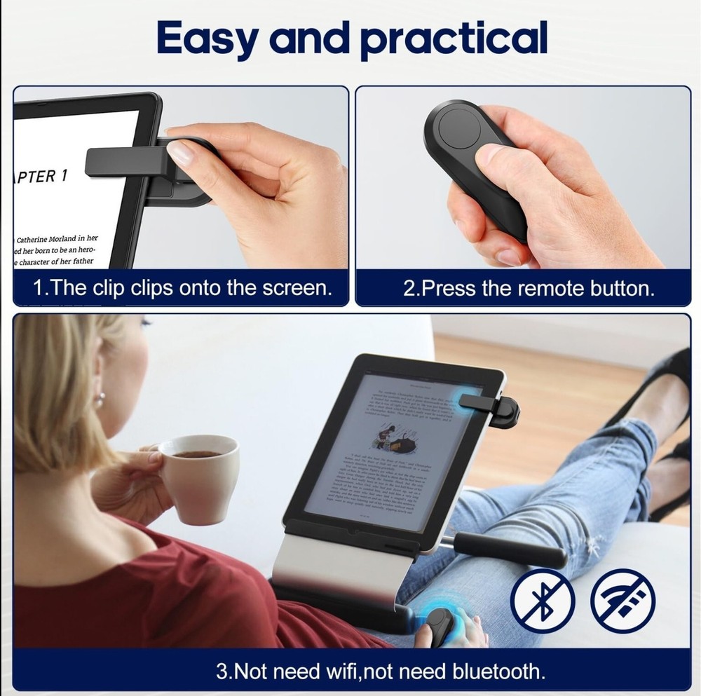 Remote Control Page Turner Compatible w/ Kindle Reading Kobo eReaders Wireless