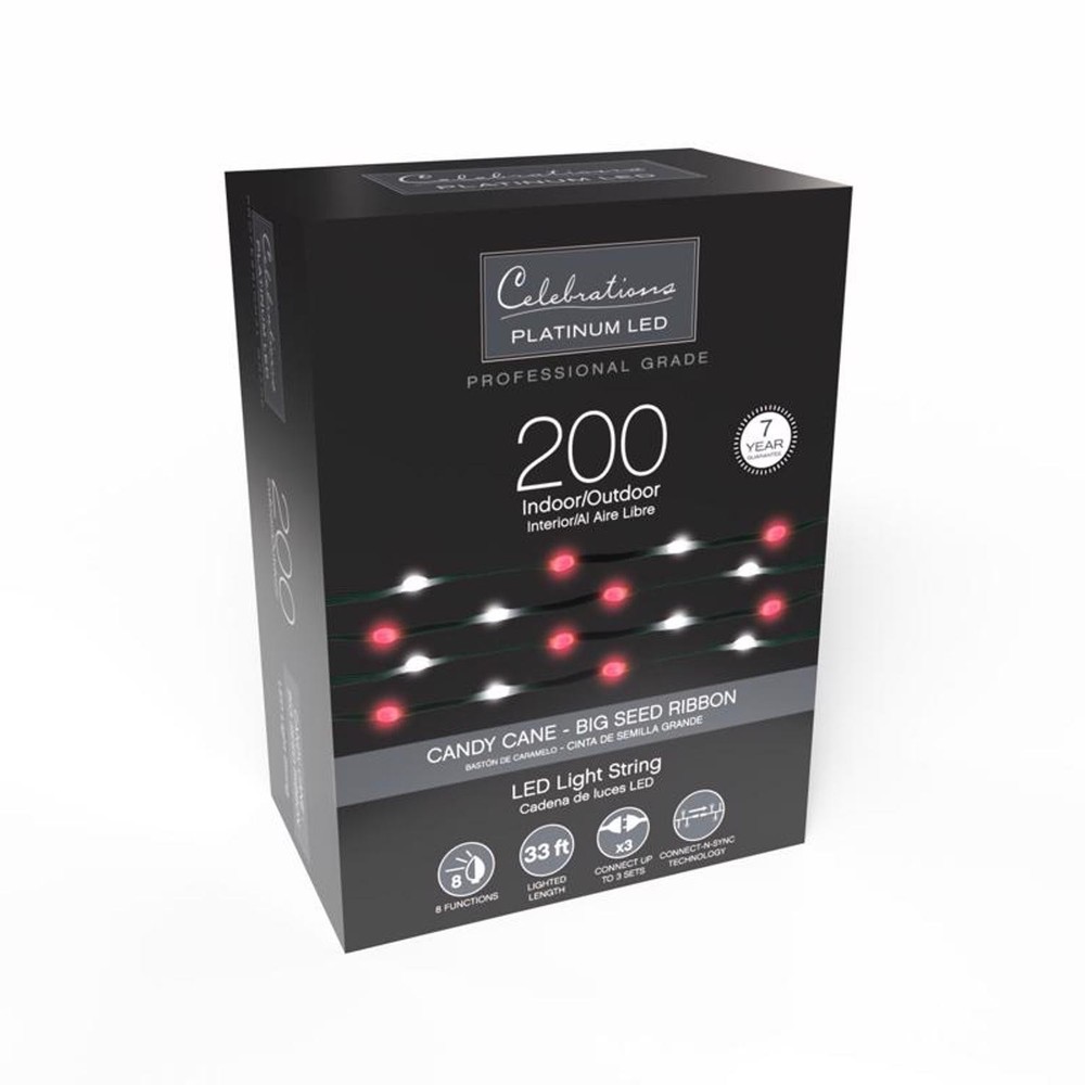 Celebrations LED Red/White 200 ct String Ribbon Light 33 ft.