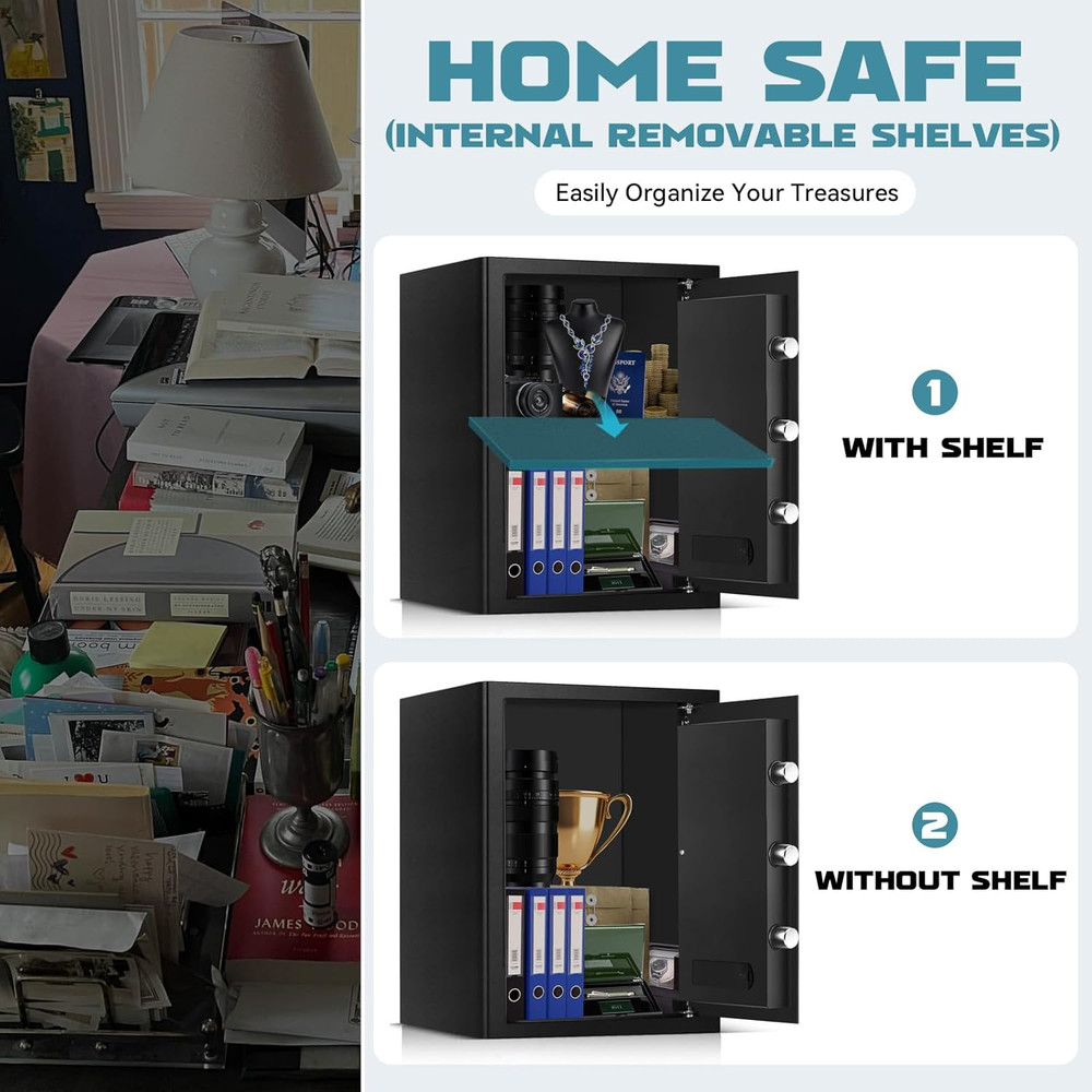2.5 Cu Ft Home Safe Box Fireproof Waterproof for Documents - Steel Security Elec