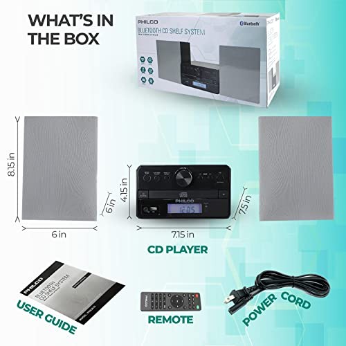 Stereo Shelf Systems Tray Loading CD Player with Digital FM Radio, Bluetooth