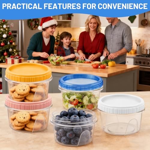 Pack Freezer Containers with Screw On Lids Stackable 13oz 12 Multicolor