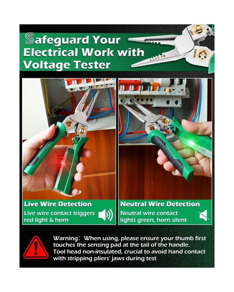 8 In 1 Wire Stripper, Wire Stripping Tool with Voltage Tester, Cable Cutters ...