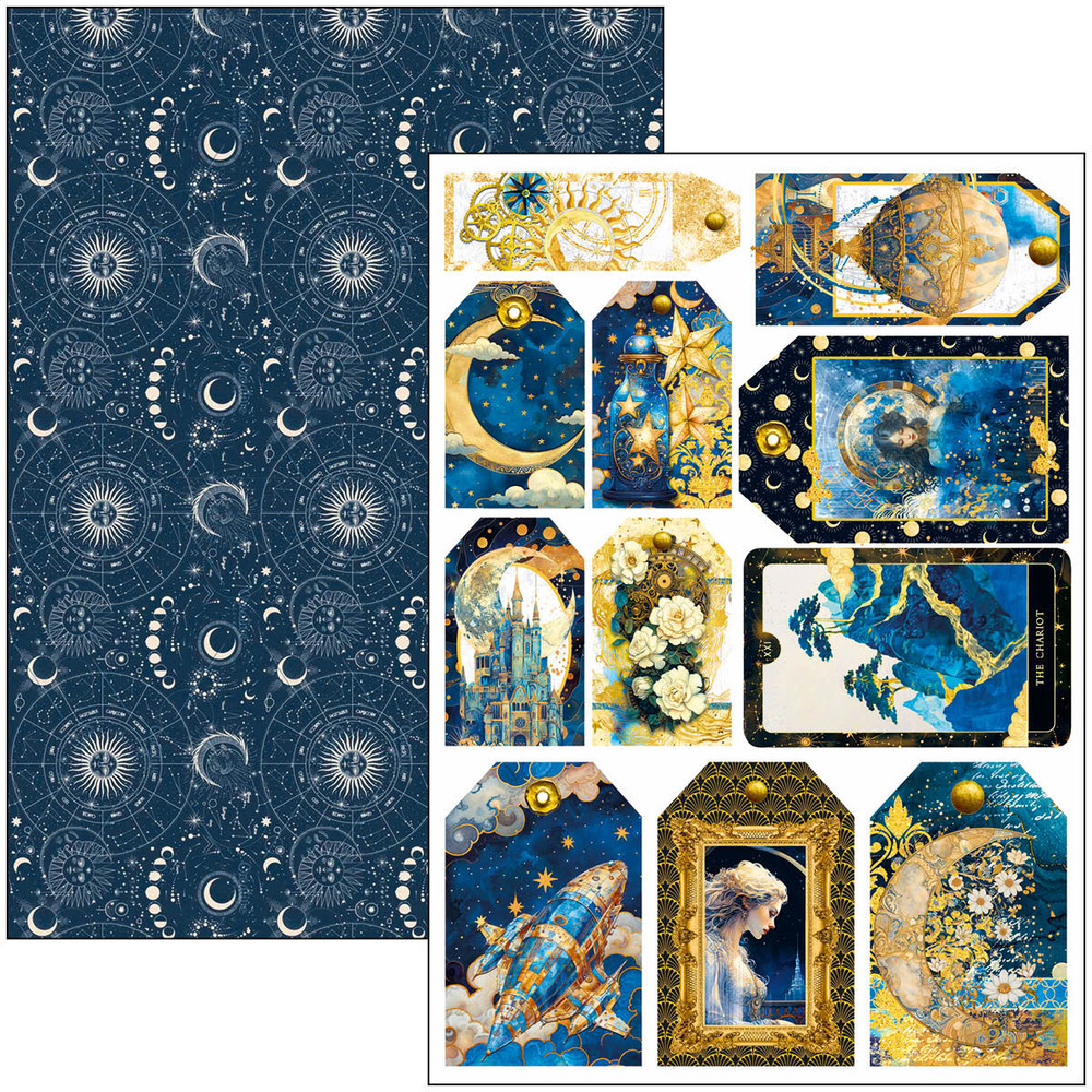 Ciao Bella CELESTIAL A4 Creative Pad 9/pkg Ephemera Cards Tags Journal