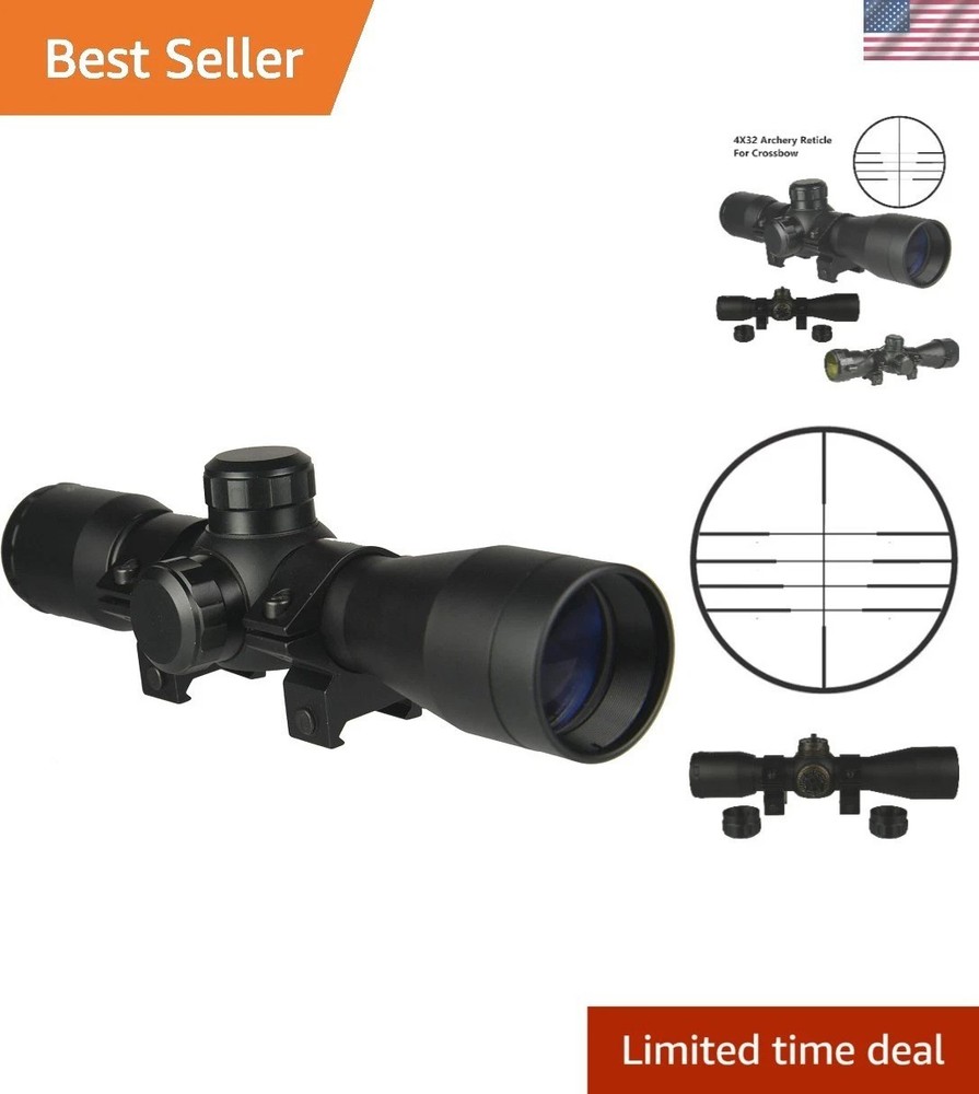 4x32 Compact Hunting Crossbow Scope with Multiple Range Reticle - Black