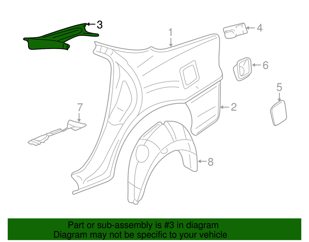 Genuine GM Quarter Panel Extension 12455091