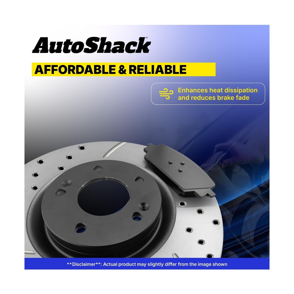 AutoShack Front Vented & Rear Solid Drilled & Slotted E-Coated Brake Rotors +...