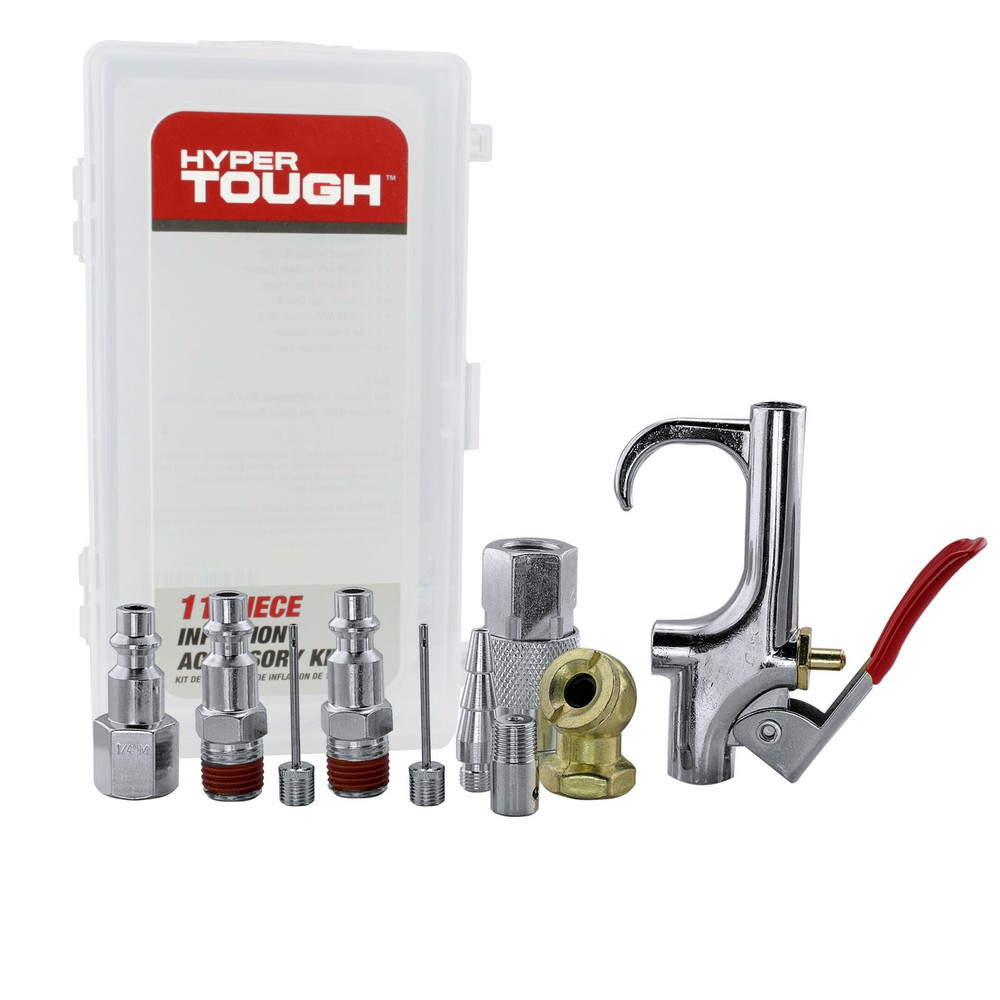 Hyper Tough 11-PC INFLATION ACCESSORY KIT 1/4" AIR TOOL COMPRESSOR BLOWGUN Case