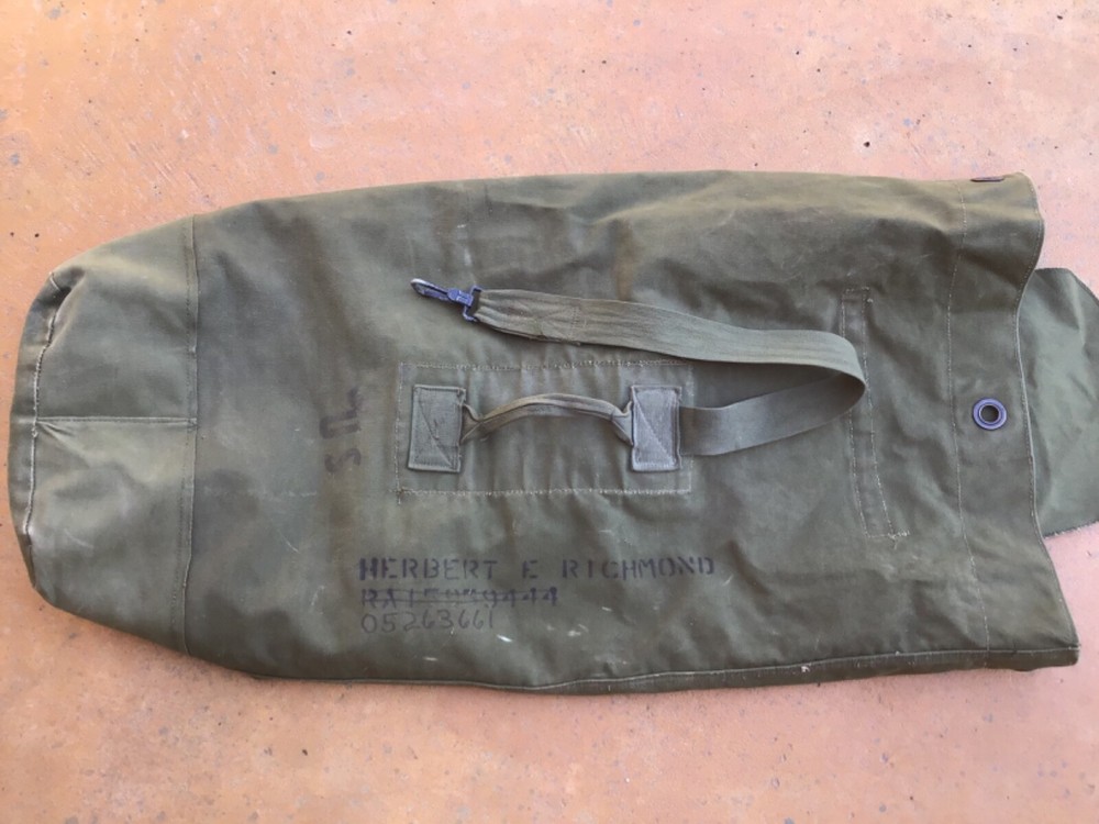 1972 US ARMY COTTON DUCK CANVAS DUFFLE BAG - STENCILED - NAMED