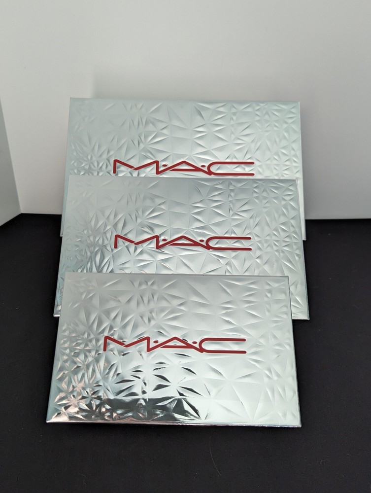 MAC Make-Up Nesting Boxes Christmas 2023 Set of 3 Embossed Silver Red White